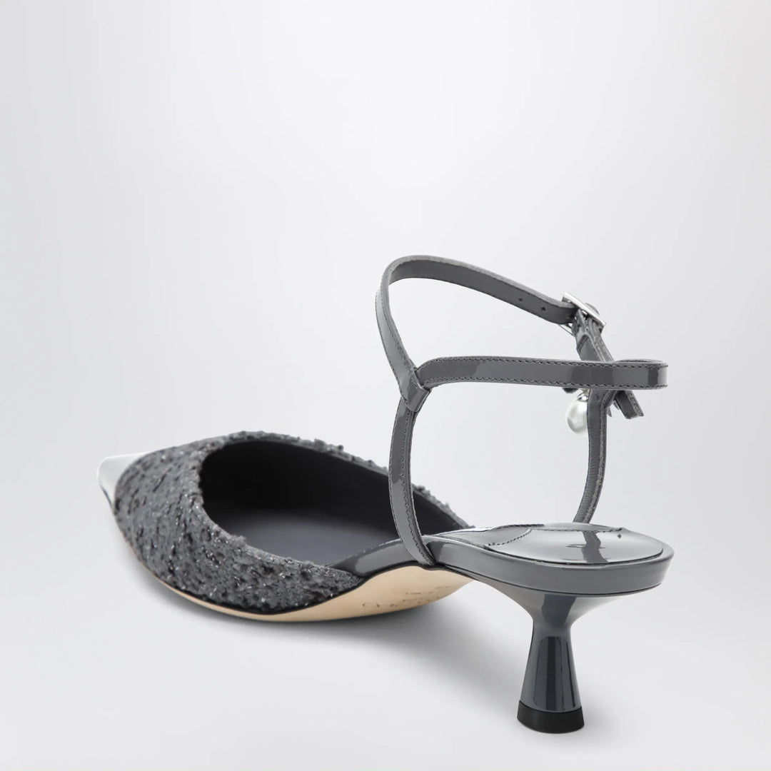 Jimmy Choo - Aren graphite leather and fabric slingbacks Brand Apparel &amp; Accessories