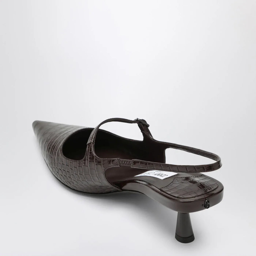 Jimmy Choo - Didi 45 brown crocodile effect neckline Brand Apparel &amp; Accessories