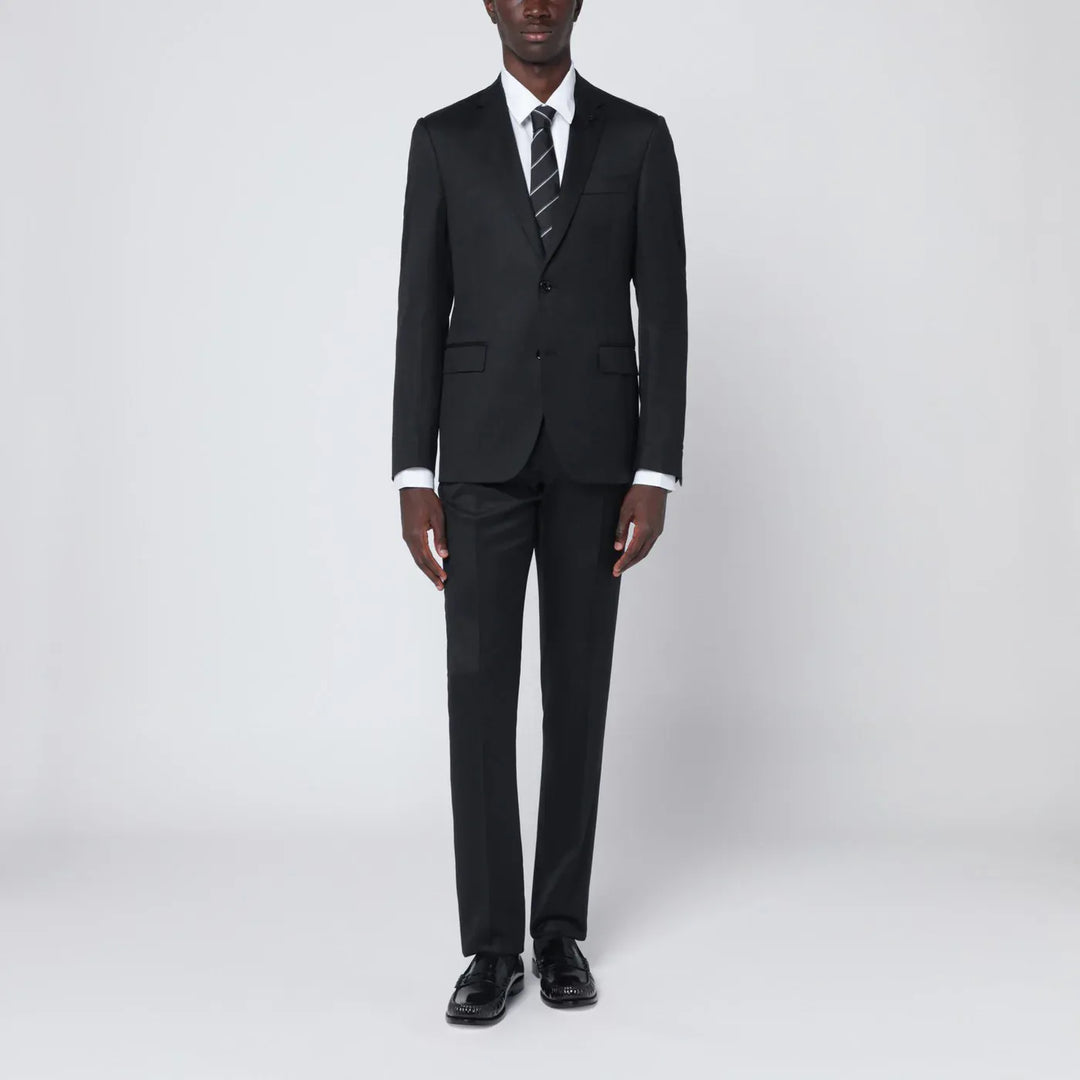 Lardini - Black single-breasted wool suit Brand Apparel & Accessories 48 IT