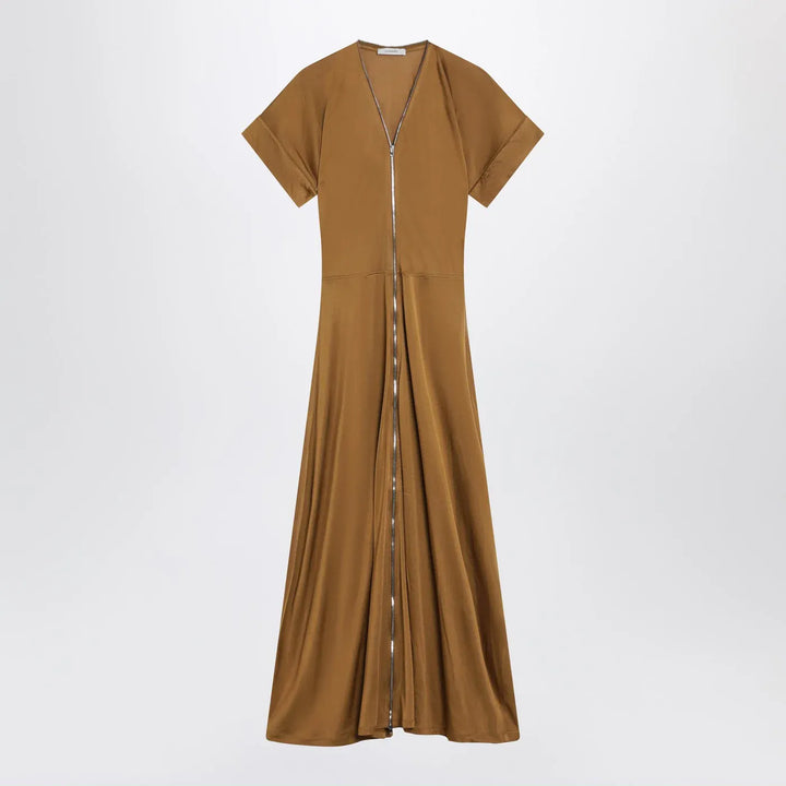 LEMAIRE - Cinnamon-brown zip-up dress in cotton-viscose jersey Brand Apparel &amp; Accessories M