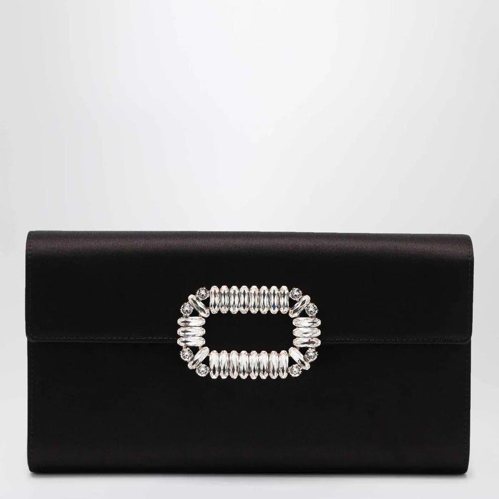ROGER VIVIER - Black satin pochette with Sexy Choc buckle Brand Apparel & Accessories TU