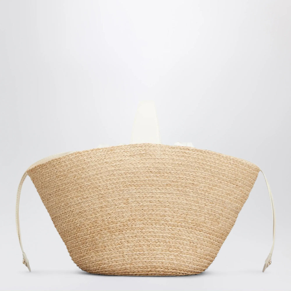 ROGER VIVIER - Viv' Skate Shopping Bag in Beige/White Raffia Brand Apparel & Accessories TU