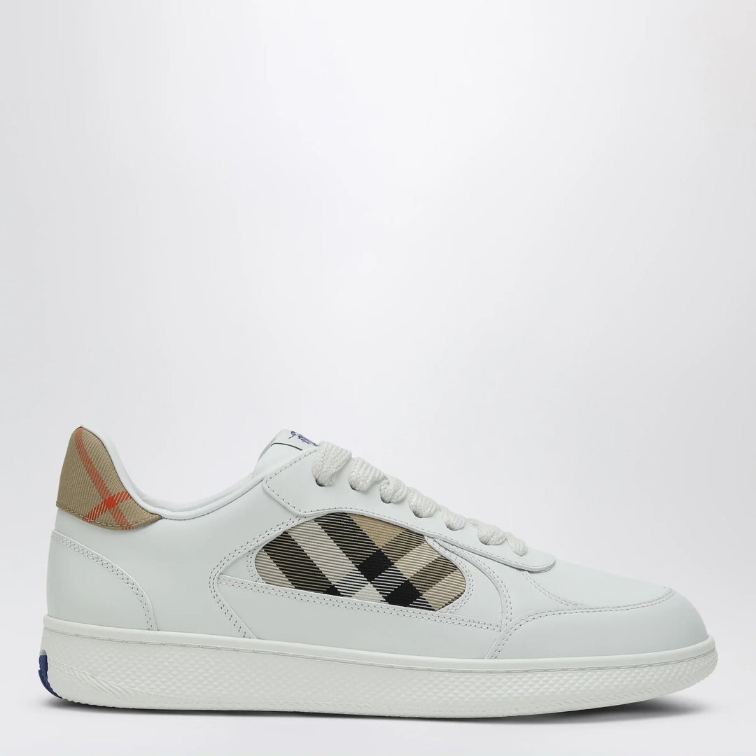 Burberry - White leather sneaker terrace and Check Brand Apparel & Accessories > Shoes 36 IT