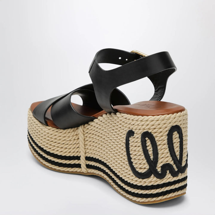 Chloé - Sand wedge sandals in calfskin leather in black Brand Apparel &amp; Accessories > Shoes