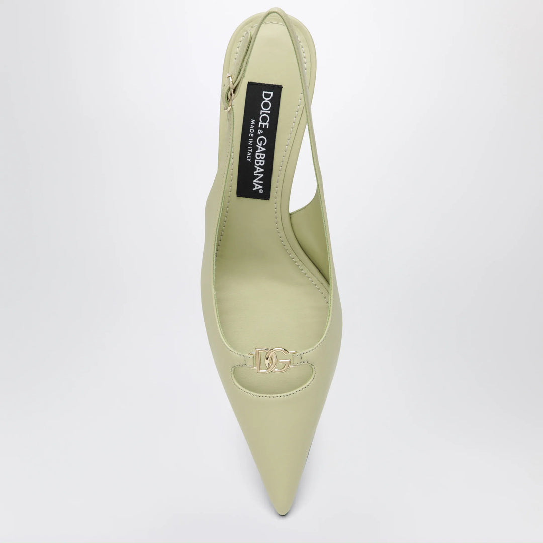 Dolce&amp;Gabbana - Lollo slingback pumps in silk nappa, sage Brand Apparel &amp; Accessories > Shoes