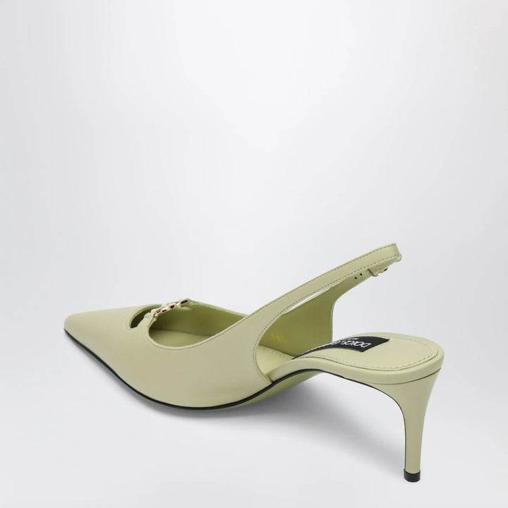 Dolce&amp;Gabbana - Lollo slingback pumps in silk nappa, sage Brand Apparel &amp; Accessories > Shoes