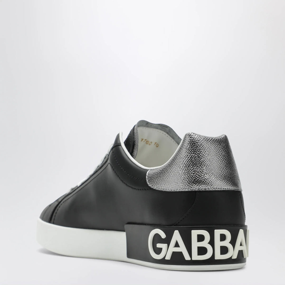 Dolce&amp;Gabbana - Portofino classic leather sneakers in black and silver Brand Apparel &amp; Accessories > Shoes 44 IT