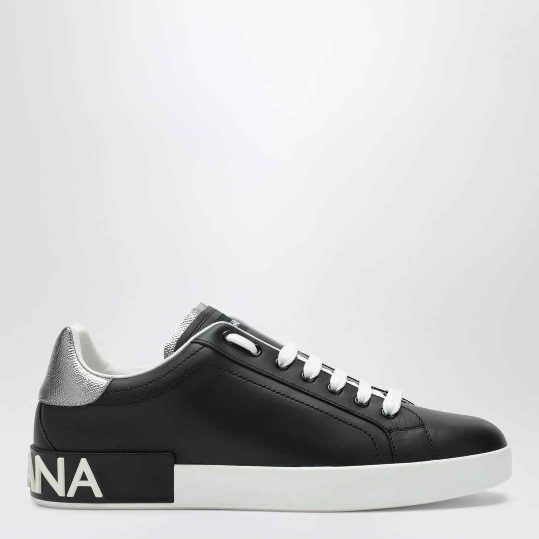 Dolce&amp;Gabbana - Portofino classic leather sneakers in black and silver Brand Apparel &amp; Accessories > Shoes 44 IT