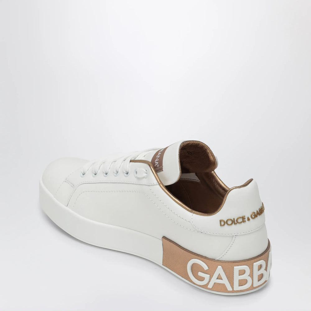 Dolce&Gabbana - White/gold Portofino sneakers Brand Apparel & Accessories > Shoes