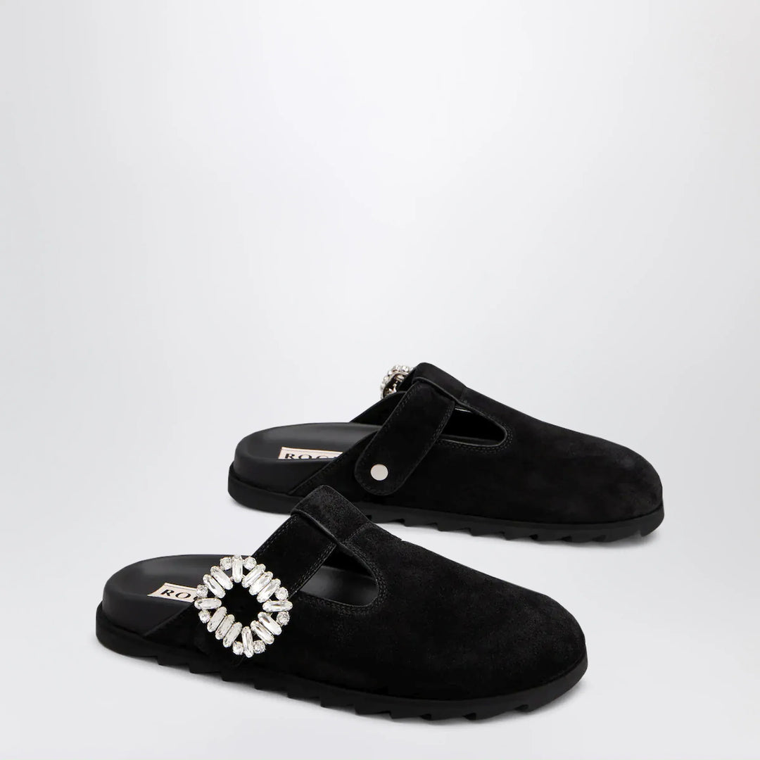 ROGER VIVIER - Black suede Mule Slidy Viv&