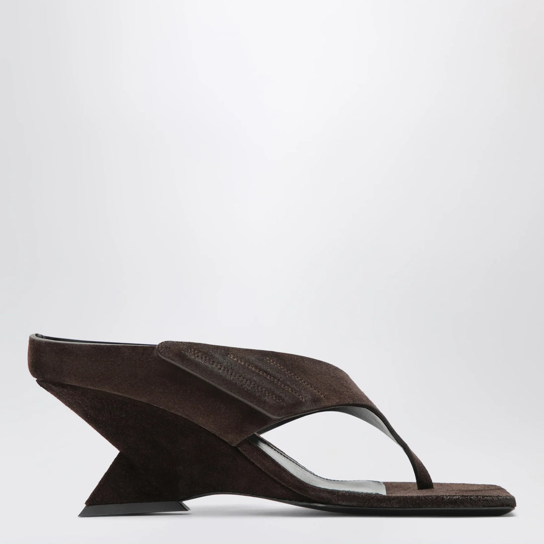The Attico - Cheope suede thong sandals in dark brown Brand Apparel & Accessories > Shoes 37 IT
