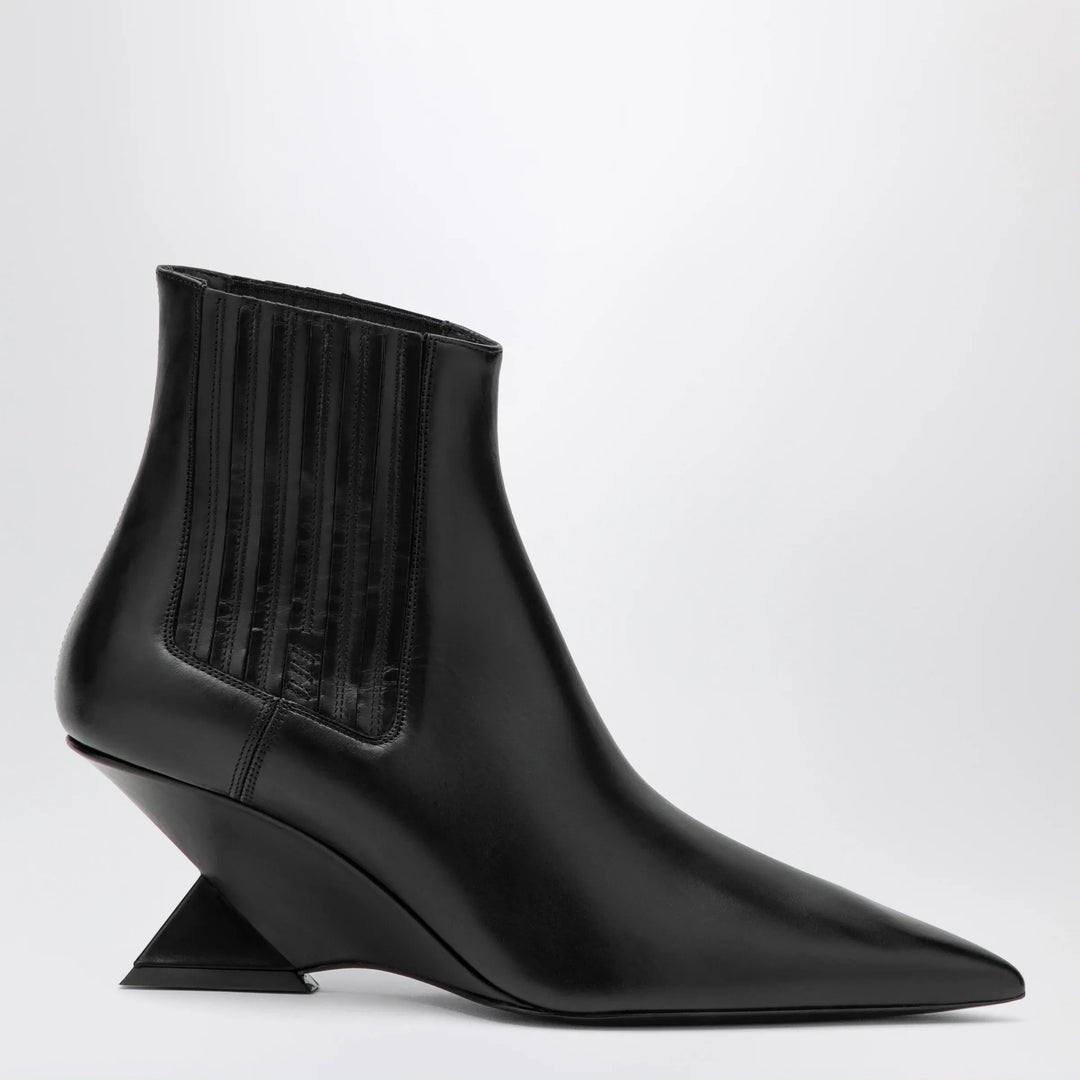 The Attico - Cheope wedge-heel ankle boots in black calfskin Brand Apparel & Accessories > Shoes 36 IT