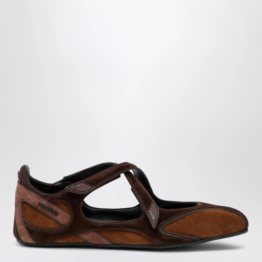 The Attico - Floor 01 suede ballerina-sneaker flats in brown Brand Apparel & Accessories > Shoes 36 IT