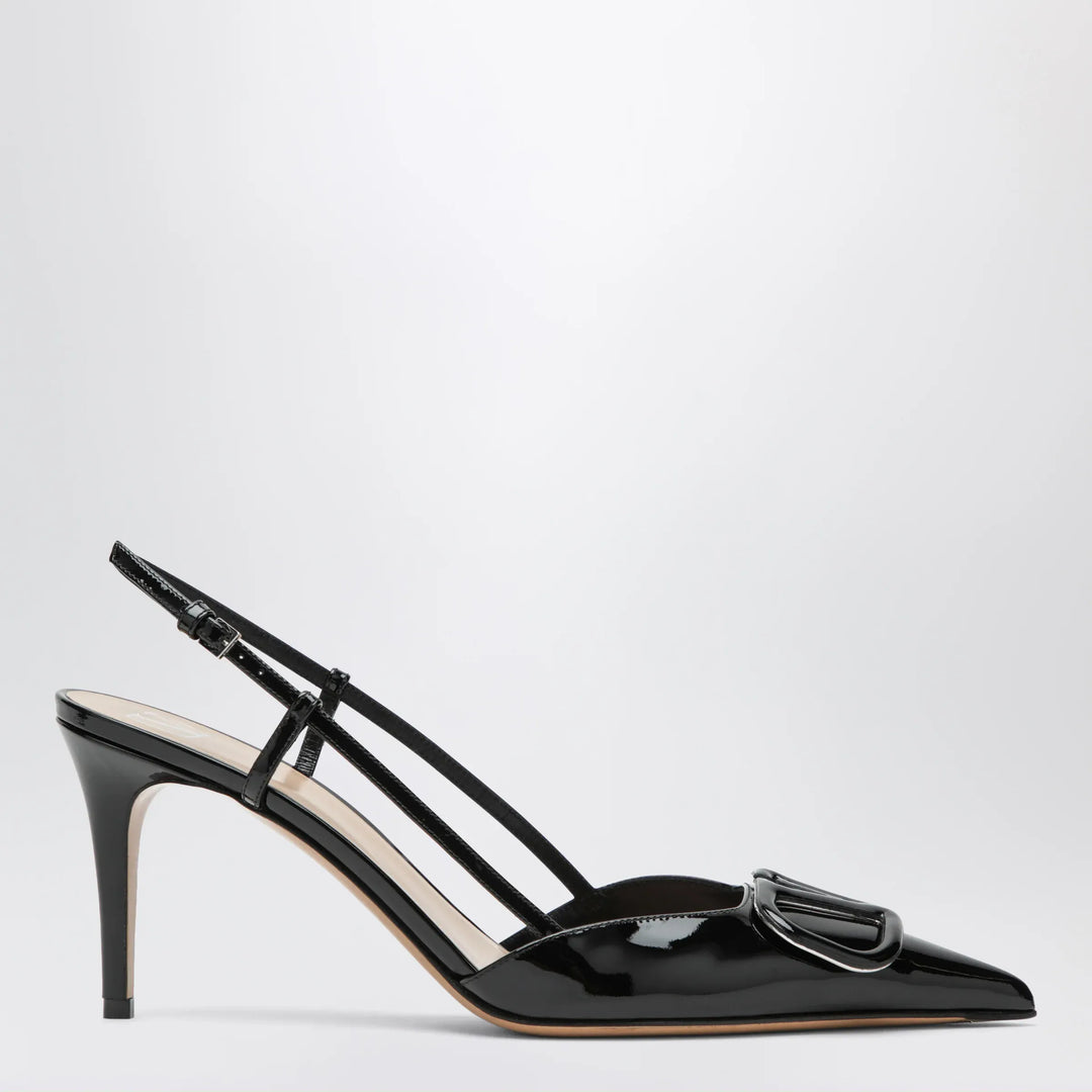 Valentino Garavani - Black Vlogo Signature patent leather slingback pumps Brand Apparel & Accessories > Shoes 37 IT