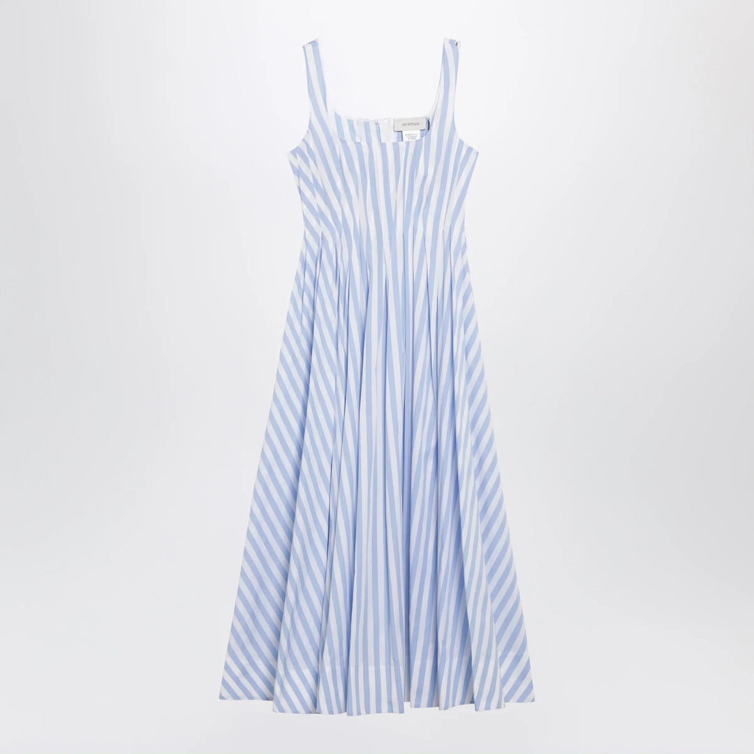 Sportmax - Long striped cotton poplin dress in light blue Brand Apparel &amp; Accessories 40  IT