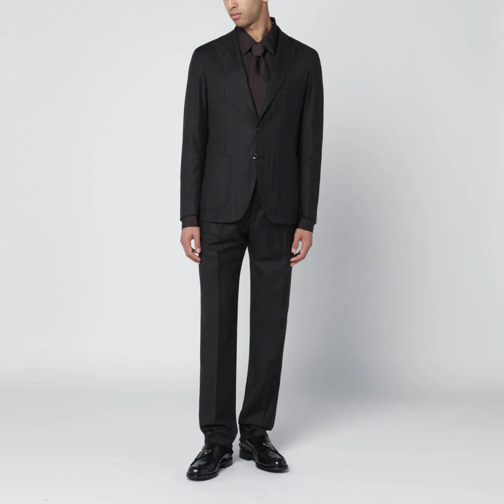 Tagliatore - Brown striped single-breasted wool suit Brand Apparel & Accessories 48 IT