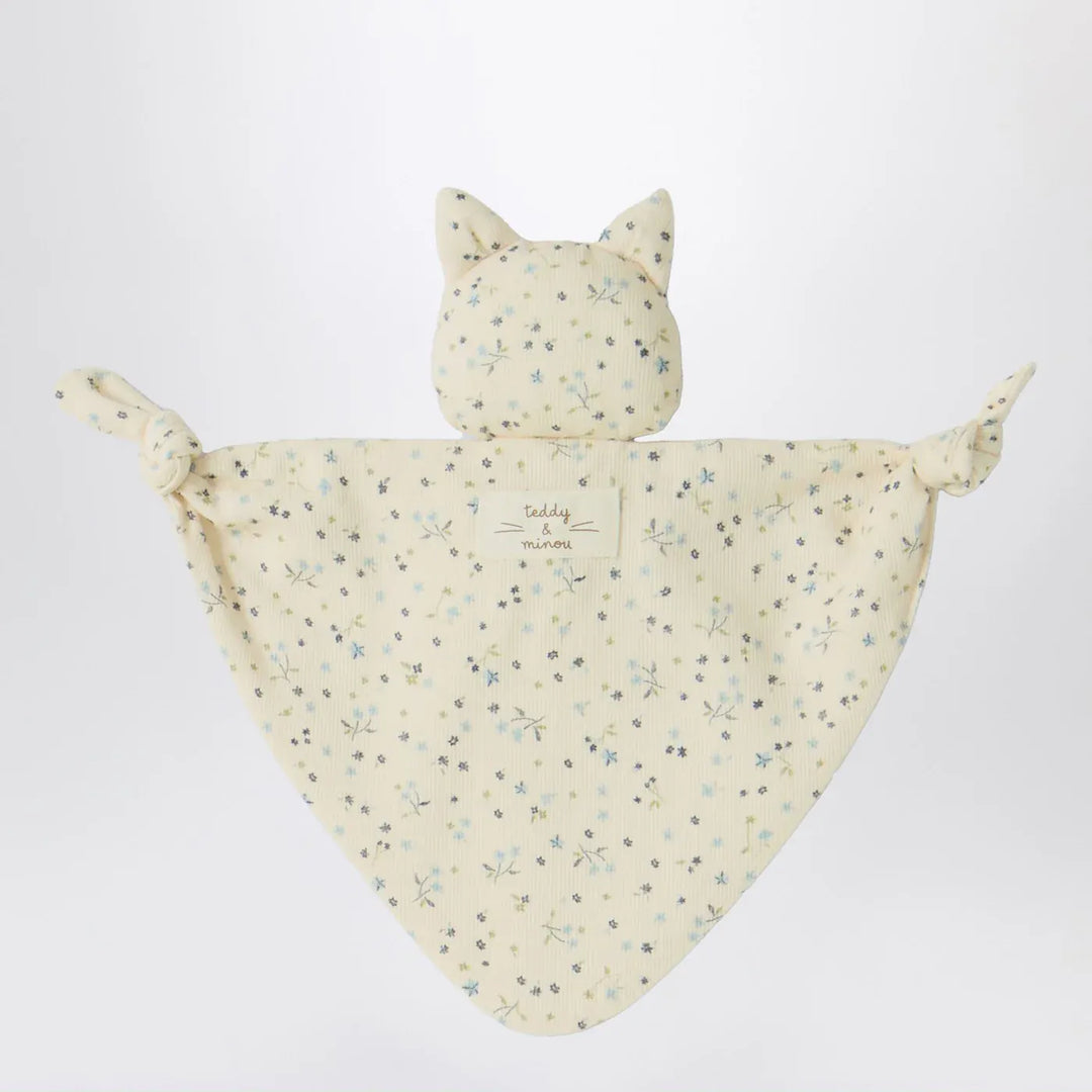 Teddy & Minou - Avio blue floral doudou with kitten Brand Apparel & Accessories U