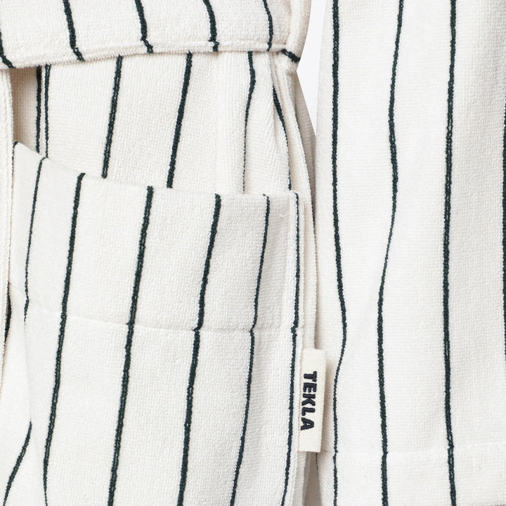 Tekla - Hooded organic cotton bathrobe in racing green stripes Brand Apparel &amp; Accessories