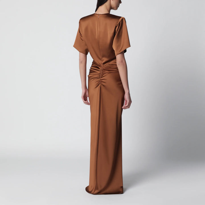 THE ANDAMANE - Long Iris dress in bronze with gathered waist Brand Apparel &amp; Accessories