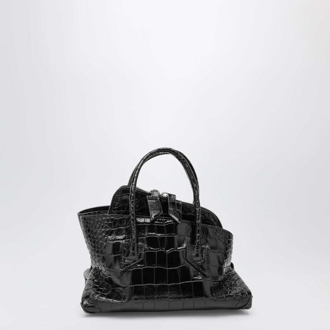 The Attico - La Passeggiata Mini black crocodile-print leather bag Brand Apparel &amp; Accessories TU