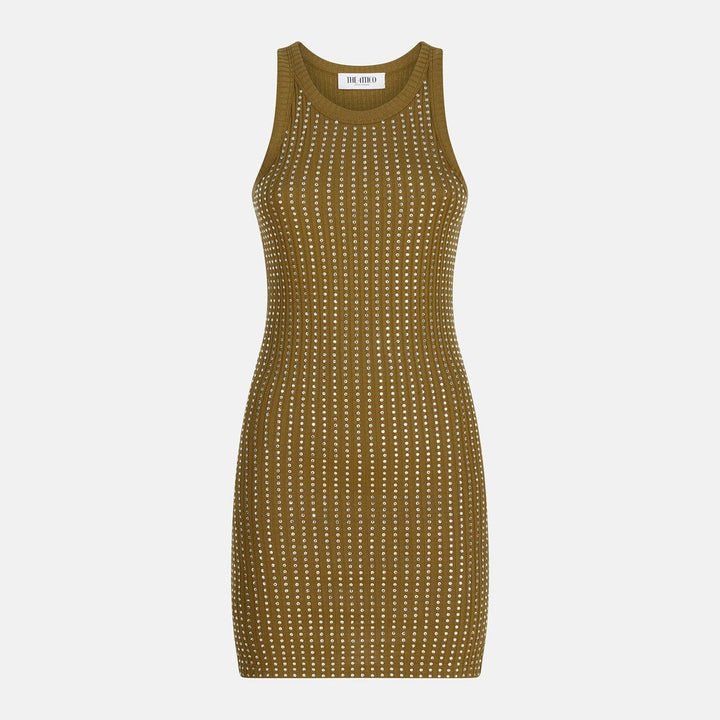 Apparel &amp; Accessories The Attico - Military green mini dress with rhinestones Brand