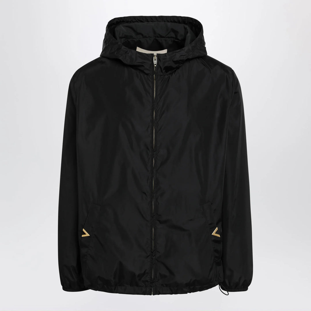 Valentino - Black windbreaker with Vgold detail Brand Apparel & Accessories 48 IT