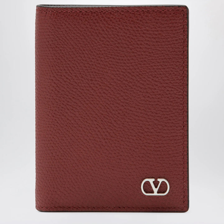 Valentino - Dark red Vlogo card holder in grained leather Brand Apparel &amp; Accessories TU