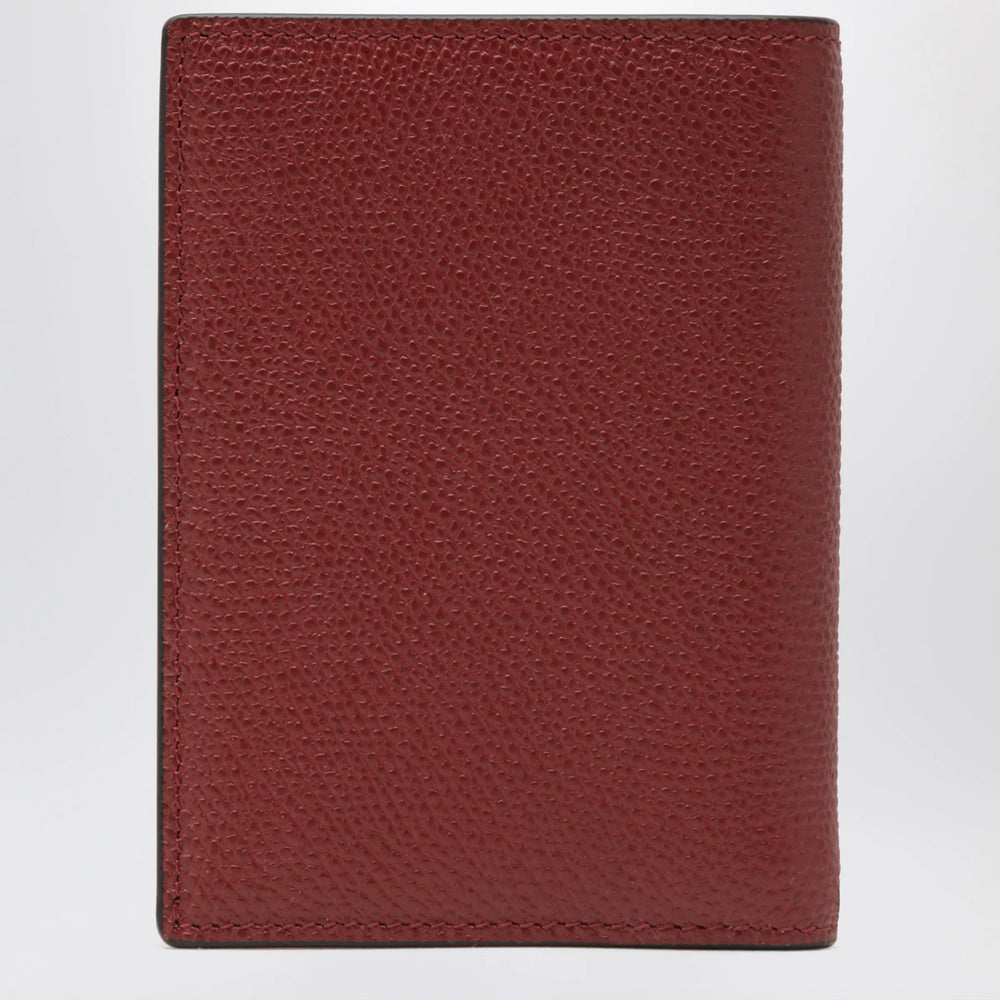 Valentino - Dark red Vlogo card holder in grained leather Brand Apparel & Accessories TU