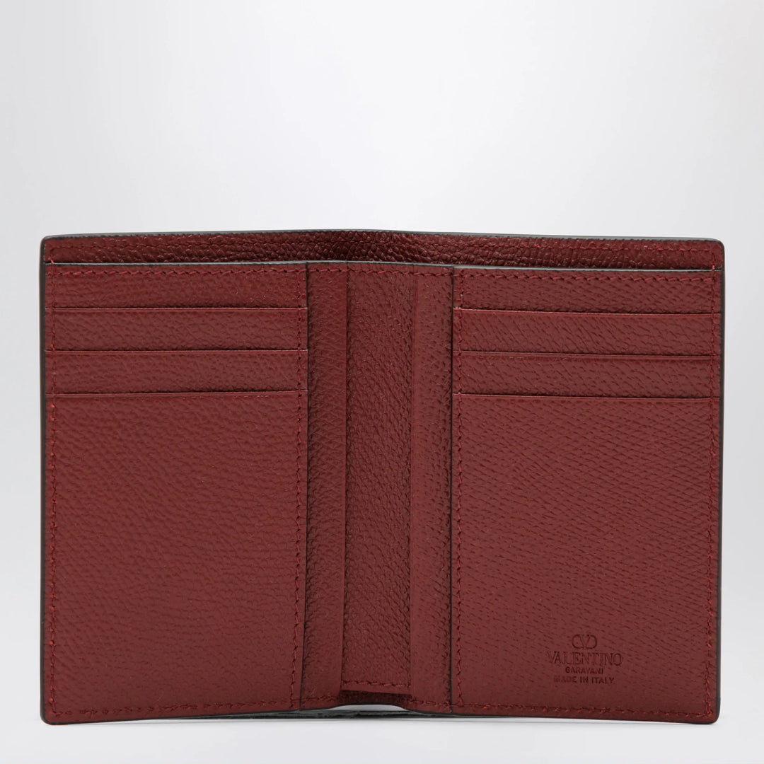 Valentino - Dark red Vlogo card holder in grained leather Brand Apparel &amp; Accessories TU