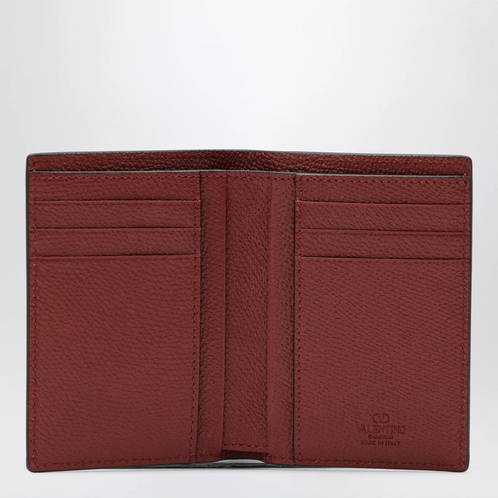 Valentino - Dark red Vlogo card holder in grained leather Brand Apparel &amp; Accessories TU