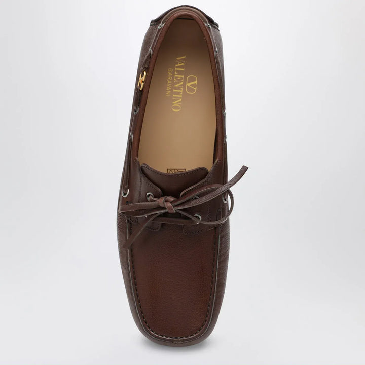 Valentino Garavani - Brown leather moccasin driver Fantaway Brand Apparel &amp; Accessories