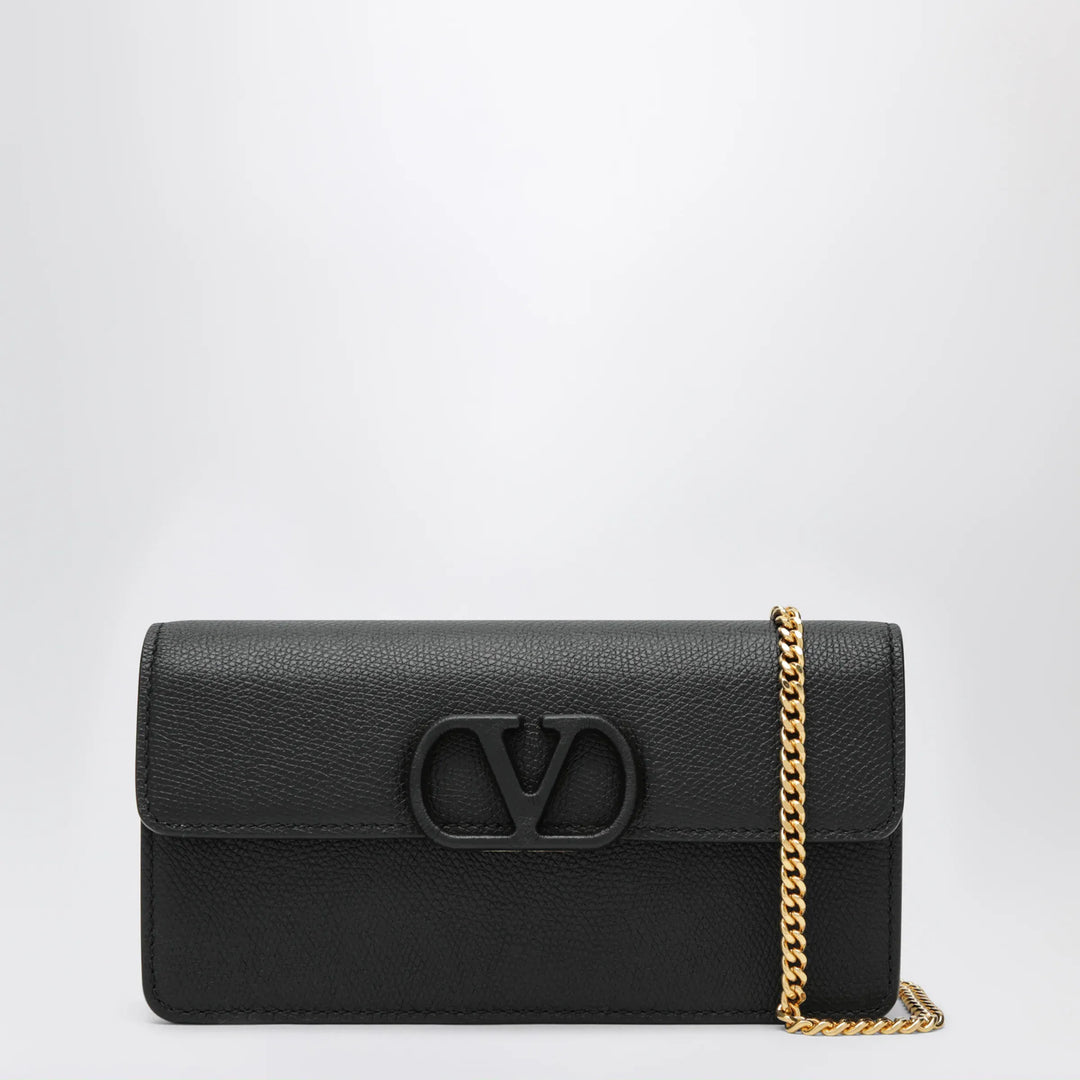 Valentino Garavani - VLogo Signature chain wallet in black leather Brand Apparel & Accessories TU