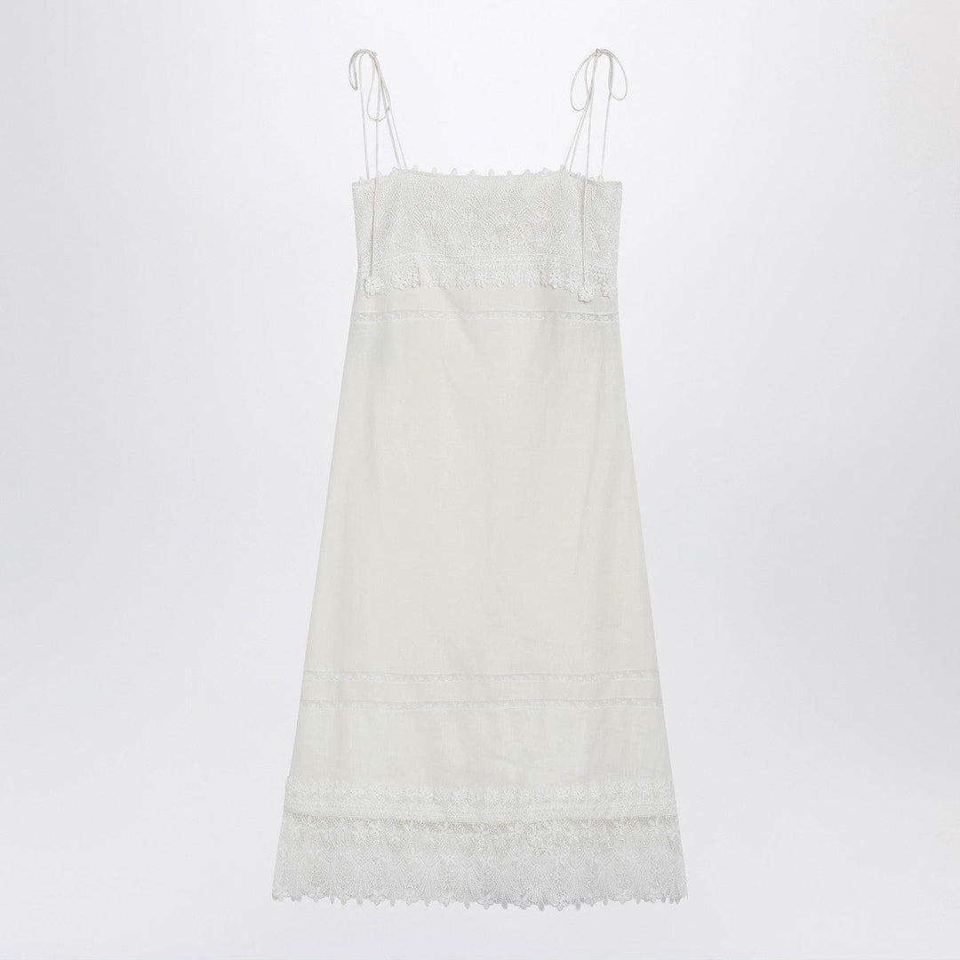 Apparel &amp; Accessories Valentino - Ivory linen midi dress with Sangallo embroidery Brand