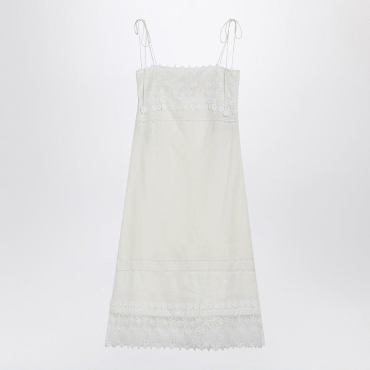 Apparel &amp; Accessories Valentino - Ivory linen midi dress with Sangallo embroidery Brand