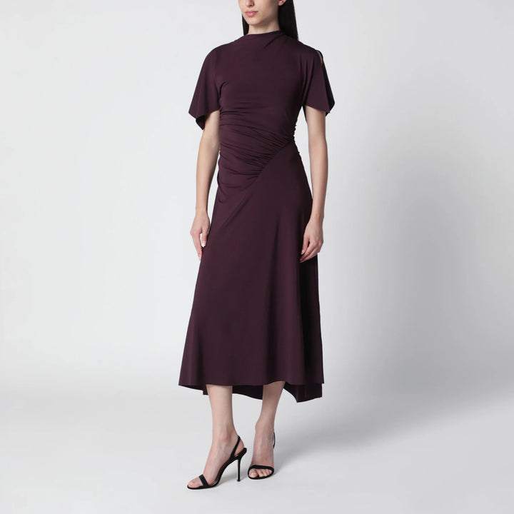 Victoria Beckham - Blackcurrant black draped midi dress Brand Apparel &amp; Accessories