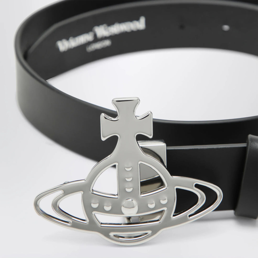 Vivienne Westwood - Leather belt with Orb buckle in black Brand Belts
