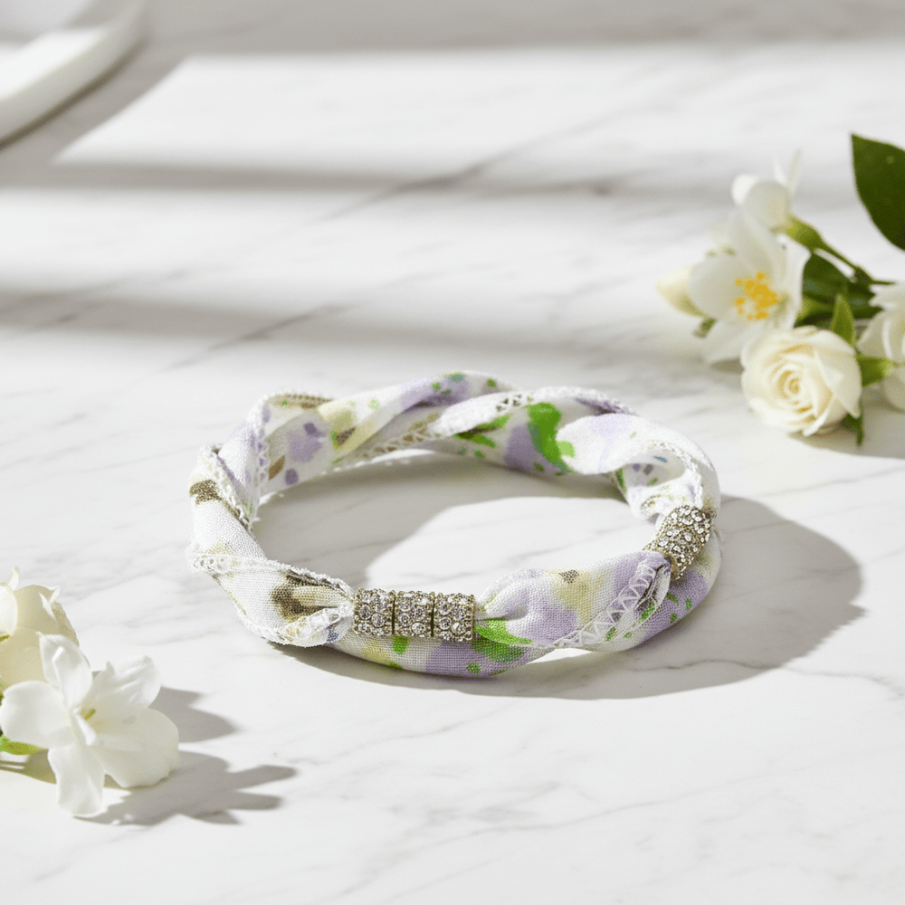 Giora' Soft Silk Bracelet with Swarovski Crystals White Brand Bracelets