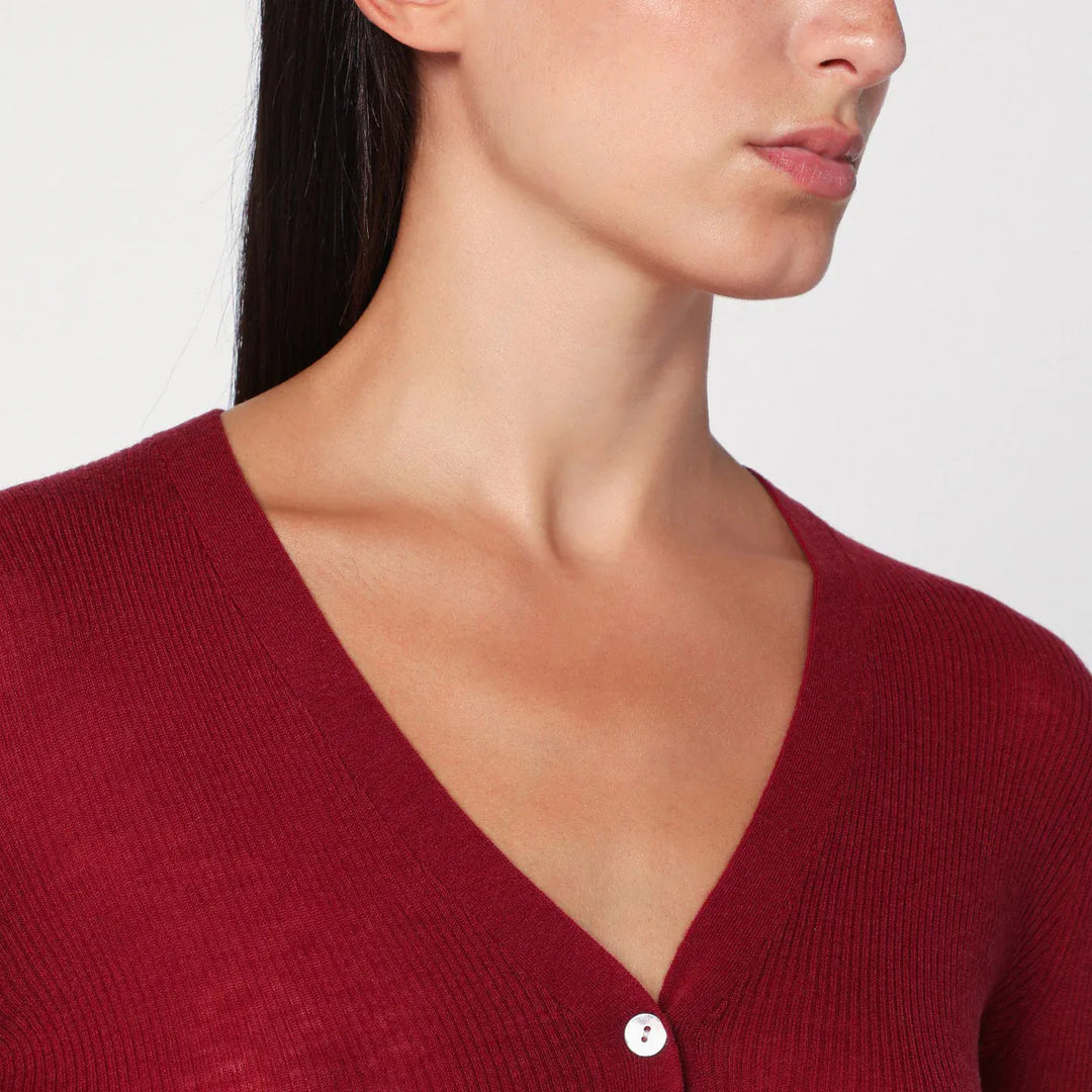 6397 - Bordeaux semi-sheer knit cardigan Brand Cardigan XS