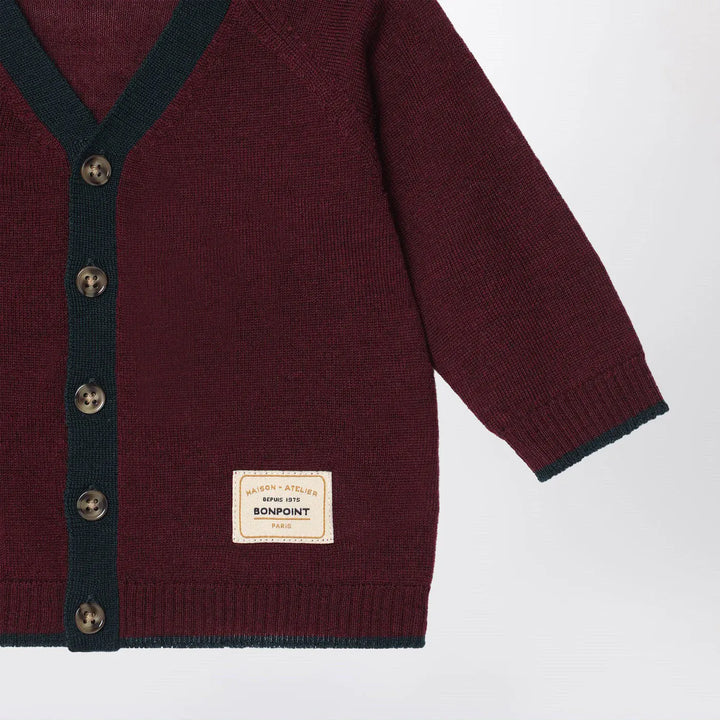 Bonpoint - Burgundy wool cardigan Brand Cardigan 3A