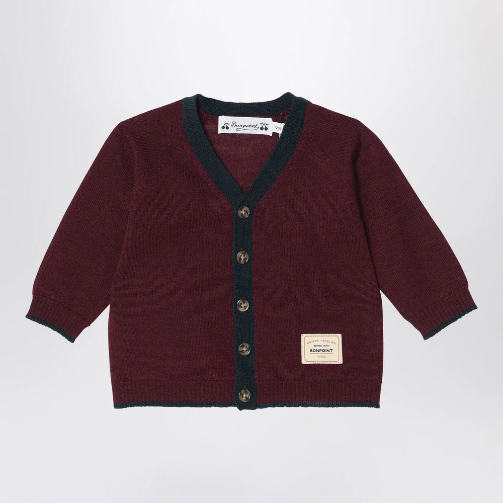 Bonpoint - Burgundy wool cardigan Brand Cardigan 3A
