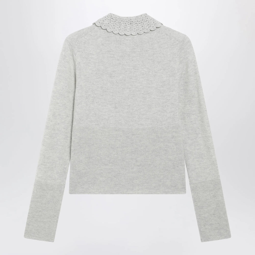 Chloé - Slim-fit logo wool cardigan in Sweet Grey Brand
