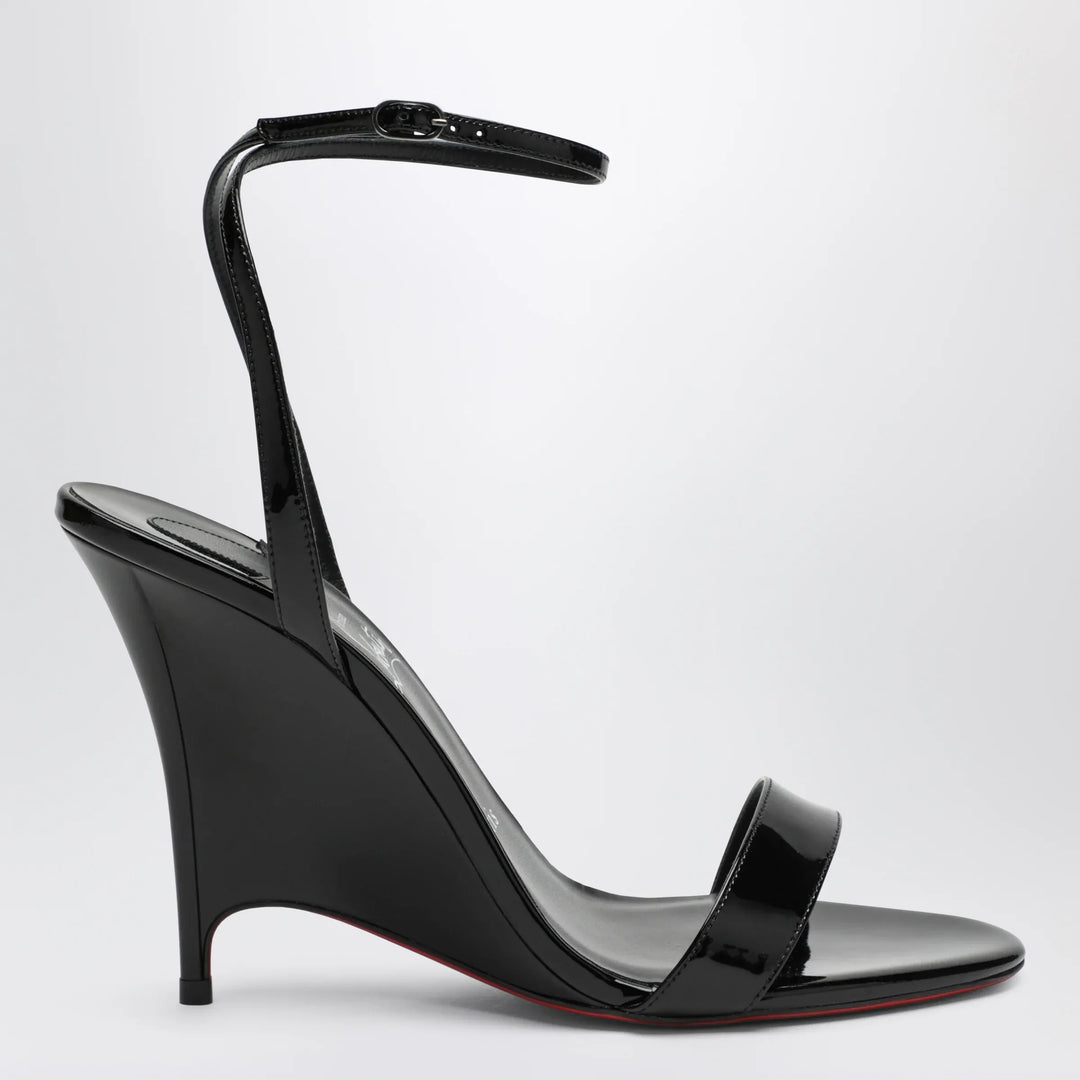 Christian Louboutin - Miss Z black patent leather wedge sandals Brand 36 IT