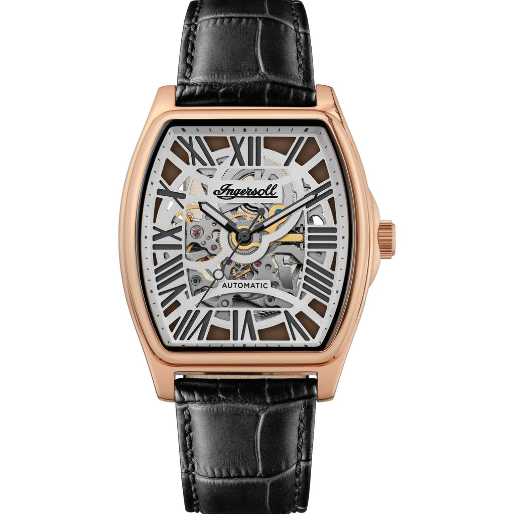 Ingersoll The California Automatic Rose Gold Black Leather Strap