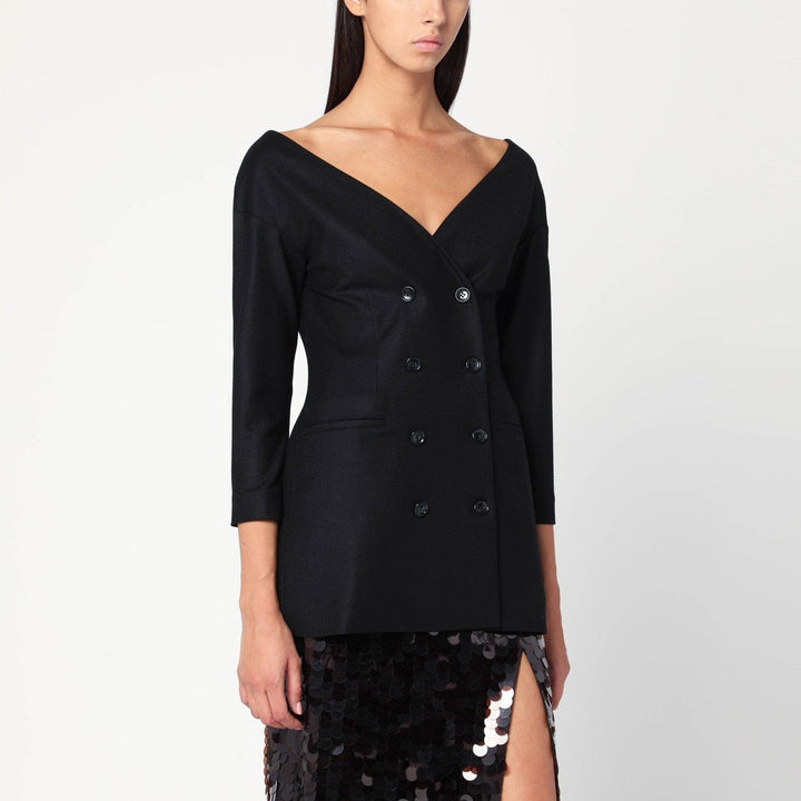 Coats &amp; Jackets 40  IT Alberta Ferretti - Black wool V-neck jacket Brand