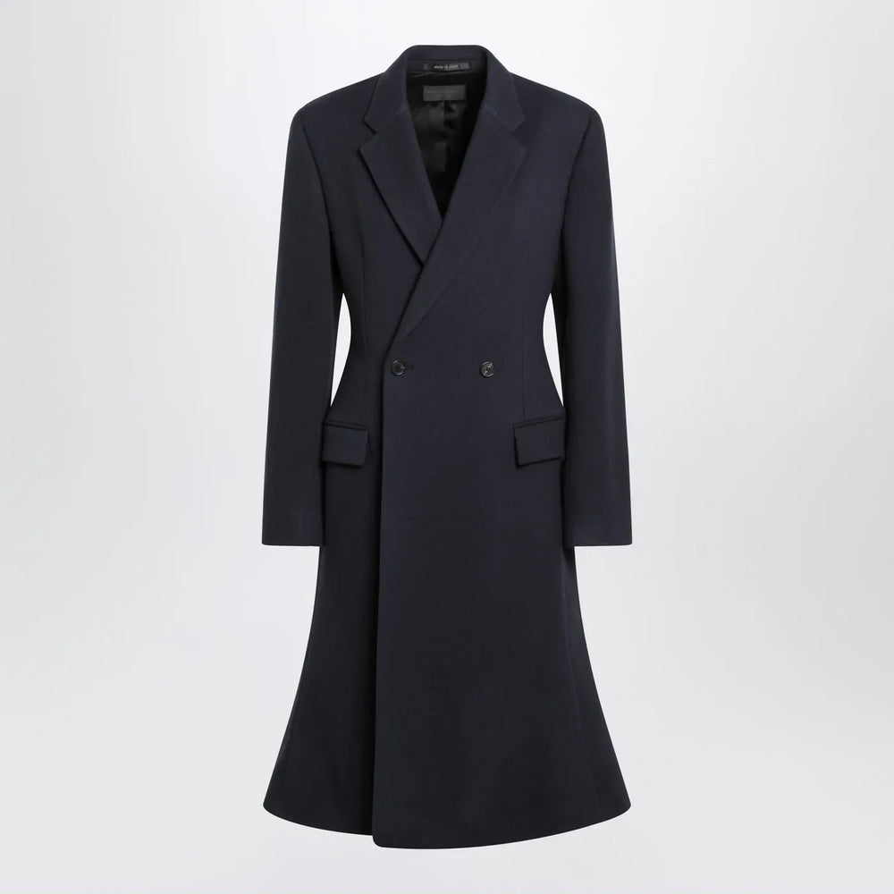 Balenciaga - Navy blue Midi Godet wool coat Brand Coats & Jackets 38  FR