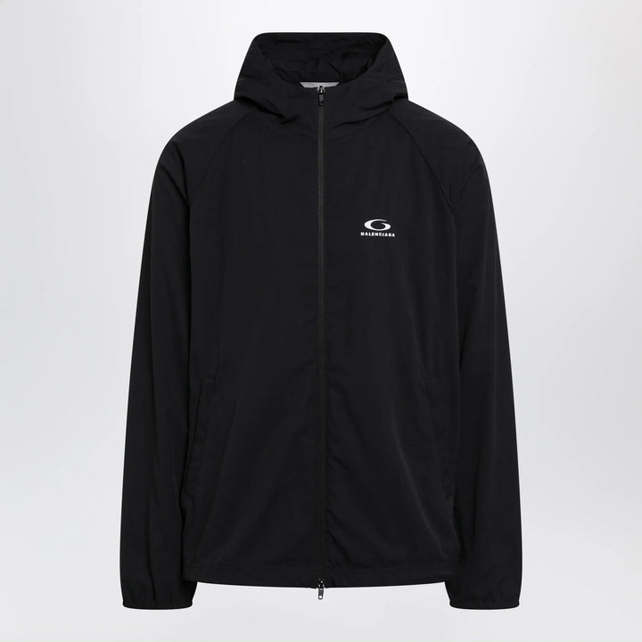 Balenciaga - Technical hooded track jacket in polyamide, black Brand Coats &amp; Jackets S