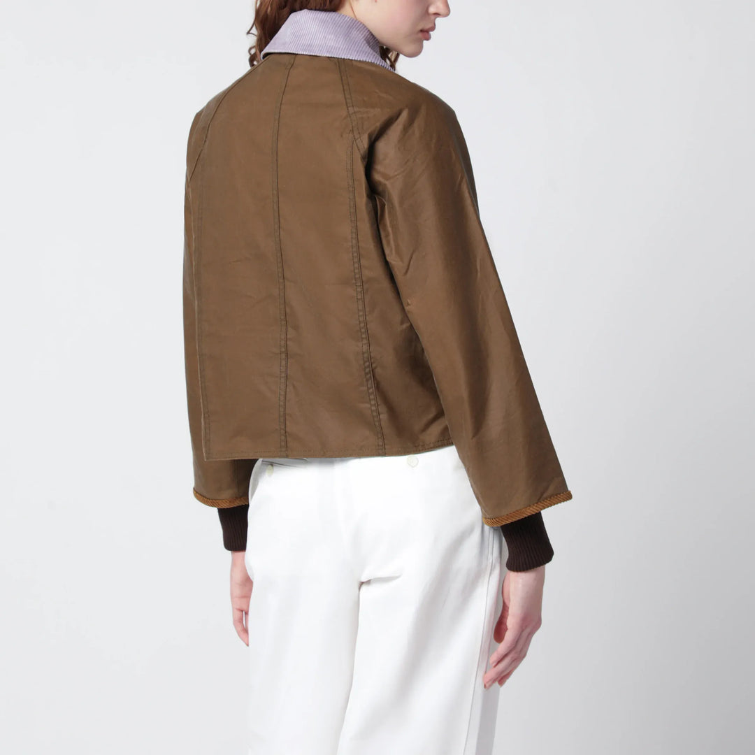 Barbour - Beadnell waxed cropped jacket in sand Brand Coats &amp; Jackets