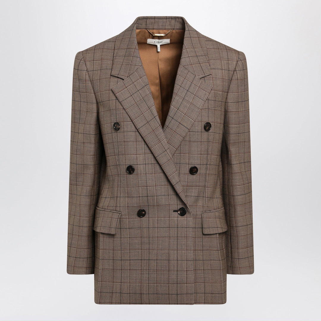 Chloé - Brown Prince of Wales double-breasted jacket Brand Coats &amp; Jackets 36  FR