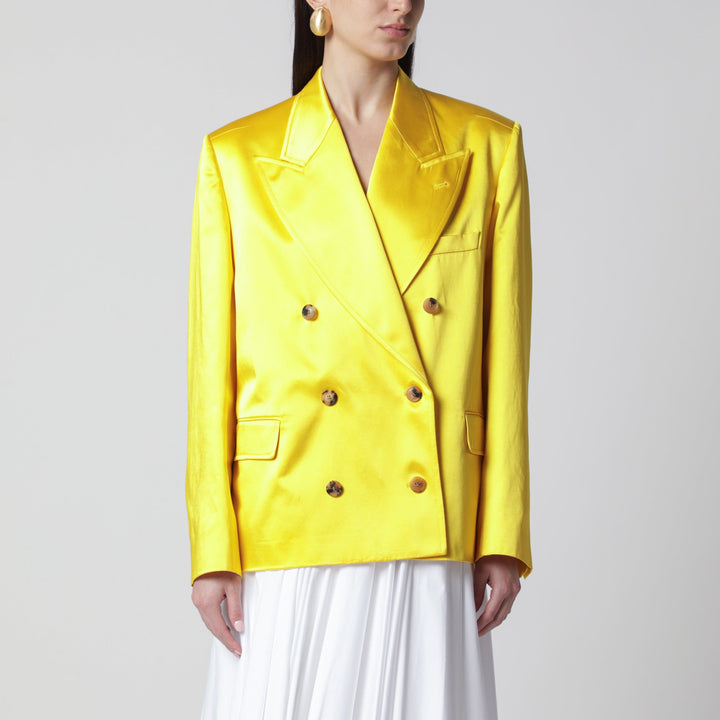 Coats &amp; Jackets Dries Van Noten - Double-Breasted Cotton Blend Jacket Shiny Yellow Brand