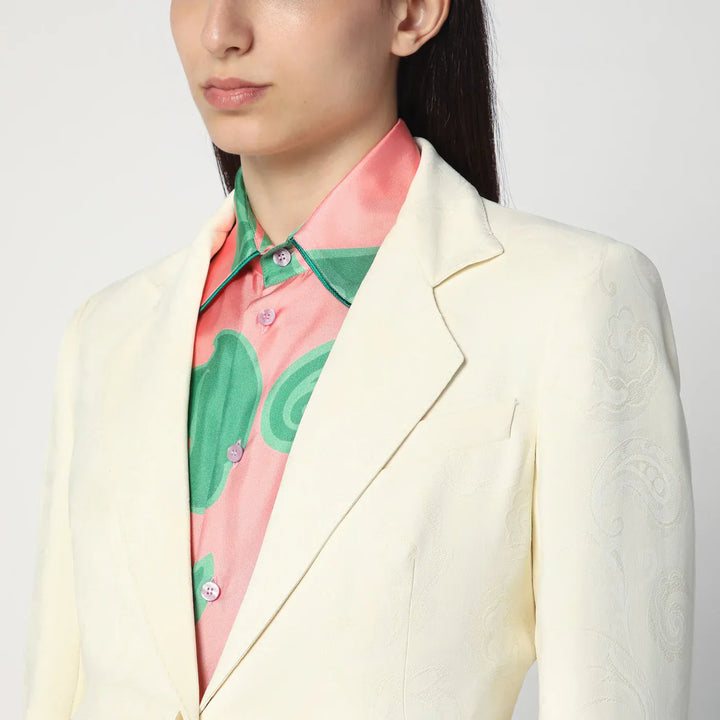 ETRO - White jacquard jacket with crossover detail Brand Coats &amp; Jackets